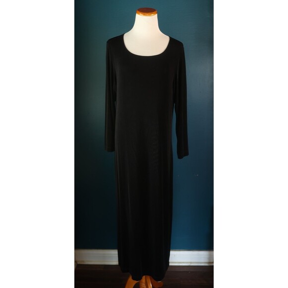 Chicos Travelers Long Sleeve Maxi Dress Slinky Knit Stretch Witchy Whimsigoth M - Picture 1 of 8